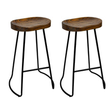 Load image into Gallery viewer, Artiss Set of 2 Backless Elm Wood Bar Stools 75cm - Black