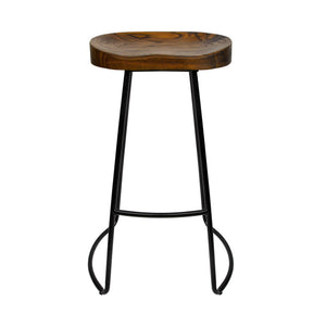 Artiss Set of 2 Backless Elm Wood Bar Stools 75cm - Black