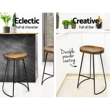 Load image into Gallery viewer, Artiss Set of 2 Backless Elm Wood Bar Stools 75cm - Black