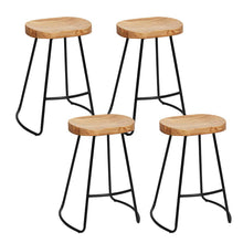 Load image into Gallery viewer, Artiss Set of 4 Elm Wood Backless Bar Stools 65cm - Black and Light Natural