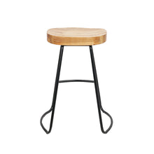 Load image into Gallery viewer, Artiss Set of 4 Elm Wood Backless Bar Stools 65cm - Black and Light Natural