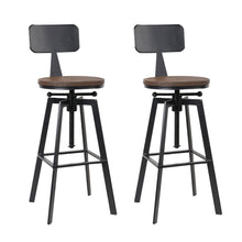 Load image into Gallery viewer, Artiss Set of 2 Rustic Industrial Style Metal Bar Stool - Black and Wood