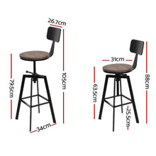 Load image into Gallery viewer, Artiss Set of 2 Rustic Industrial Style Metal Bar Stool - Black and Wood