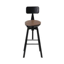 Load image into Gallery viewer, Artiss Set of 2 Rustic Industrial Style Metal Bar Stool - Black and Wood
