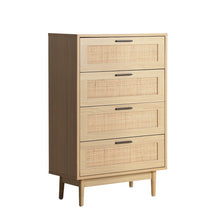 Load image into Gallery viewer, Artiss 4 Chest of Drawers Rattan Tallboy Cabinet Bedroom Clothes Storage Wood