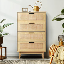 Load image into Gallery viewer, Artiss 4 Chest of Drawers Rattan Tallboy Cabinet Bedroom Clothes Storage Wood