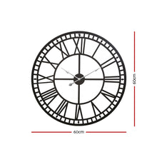 Load image into Gallery viewer, Artiss 60CM Large Wall Clock Roman Numerals Round Metal Luxury Home Decor Black